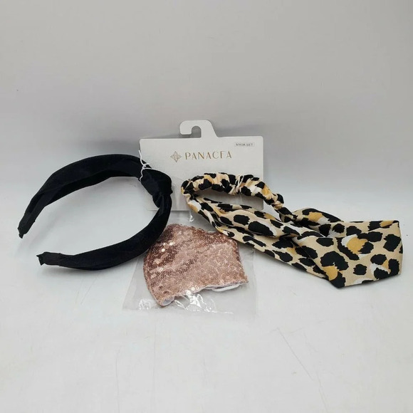 Panacea‎ Metallic Rose Gold Sequined Face Mask Set - Picture 1 of 6